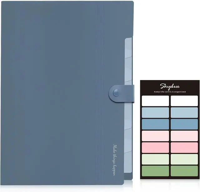 Alt view image 2 of 7 - SKYDUE Expanding File Organizer with 8 Pockets, Accordion File Folders with Labels, Portable Document Paper Bill Receipt Organizer, Home College School Office Supplies, Letter Size, Blue