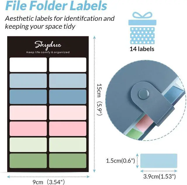 Alt view image 4 of 7 - SKYDUE Expanding File Organizer with 8 Pockets, Accordion File Folders with Labels, Portable Document Paper Bill Receipt Organizer, Home College School Office Supplies, Letter Size, Blue