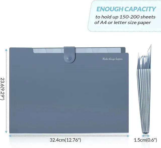 Alt view image 5 of 7 - SKYDUE Expanding File Organizer with 8 Pockets, Accordion File Folders with Labels, Portable Document Paper Bill Receipt Organizer, Home College School Office Supplies, Letter Size, Blue
