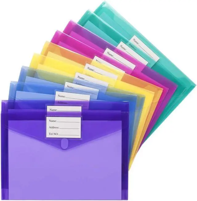 Alt view image 2 of 7 - Sooez 10 Pack File Folders, Clear Poly Envelopes Plastic Folders A4 Pouch