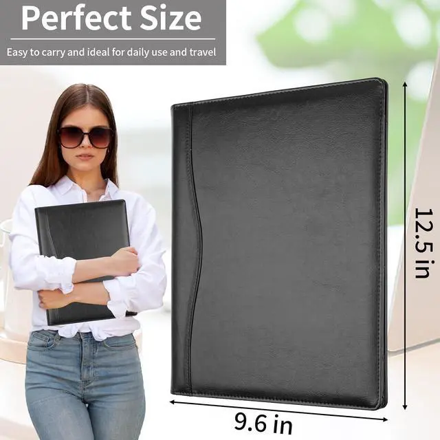 Alt view image 4 of 7 - Professional Padfolio Portfolio Binder, Faux Leather, Black