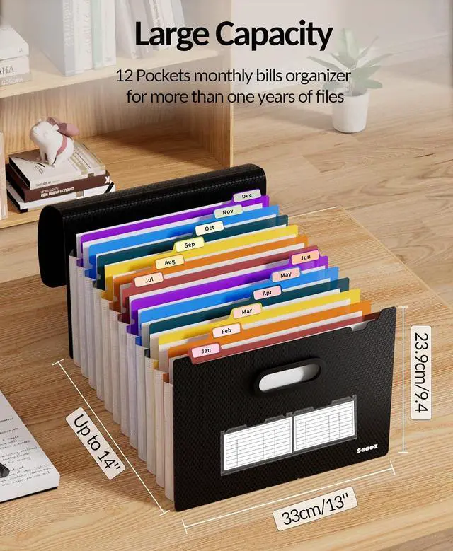 Alt view image 3 of 7 - Sooez Accordion File Organizer, 13-Pocket Expanding File Folder Letter Size