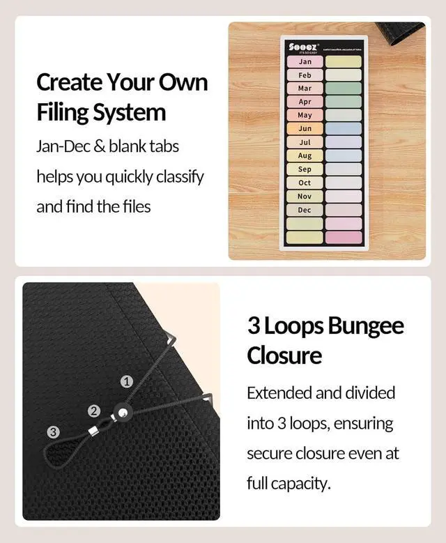 Alt view image 5 of 7 - Sooez Accordion File Organizer, 13-Pocket Expanding File Folder Letter Size