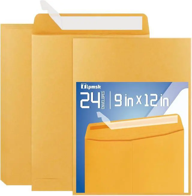 Main image of 9x12 Catalog Mailing Envelopes - 24 Count, Self Seal Stay Flat Brown Kraft Envelopes, Heavy Duty Shipping Mailers for Documents, Photos & Letters, Peel & Seal Closure