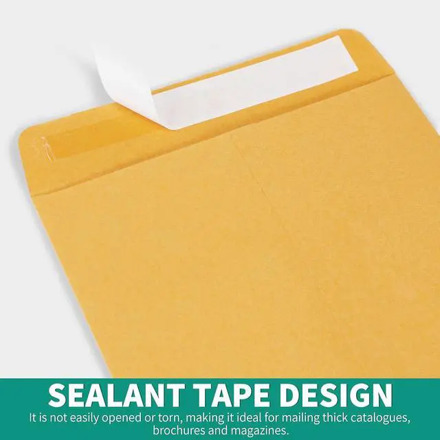 Alt view image 3 of 6 - 9x12 Catalog Mailing Envelopes - 24 Count, Self Seal Stay Flat Brown Kraft Envelopes, Heavy Duty Shipping Mailers for Documents, Photos & Letters, Peel & Seal Closure