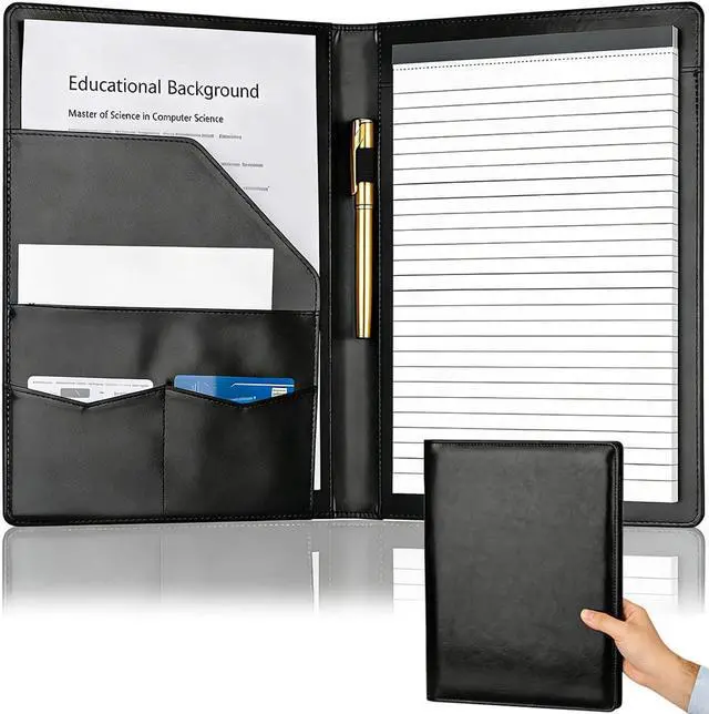 Main image of Padfolio Portfolio Binder, Faux Leather Folio Folder Organizer, Black