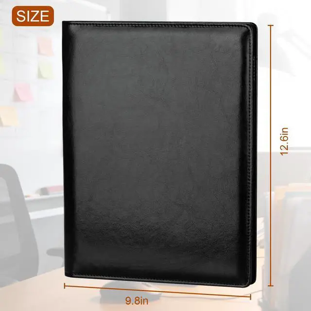 Alt view image 4 of 7 - Padfolio Portfolio Binder, Faux Leather Folio Folder Organizer, Black