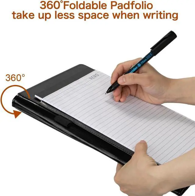 Alt view image 5 of 7 - Padfolio Portfolio Binder, Faux Leather Folio Folder Organizer, Black