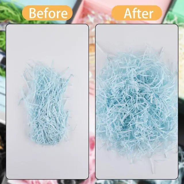 Alt view image 3 of 7 - BoxSkivra 4 OZ Blue Crinkle Paper Shredded Paper for Gift baskets Filler Paper Shred for Gift Wrapping Crinkle Cut Paper Shred Filler for Easter Basket Grass, Christmas, Birthday, Mother's Day