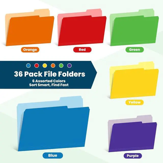Alt view image 2 of 7 - V-Opitos 36 Pack Two-Tone Letter Size Color File Folders with 1/3-Cut Tabs