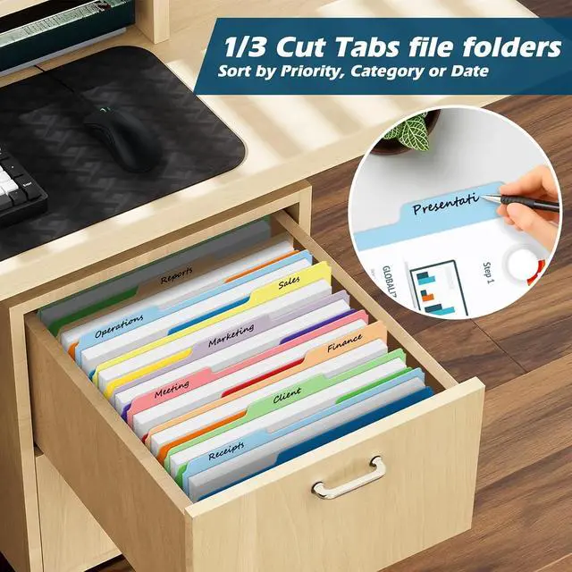 Alt view image 3 of 7 - V-Opitos 36 Pack Two-Tone Letter Size Color File Folders with 1/3-Cut Tabs