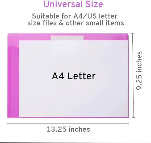 Alt view image 6 of 7 - Sooez 12 Pack Folders Plastic Envelopes with Snap Closure, Clear Plastic File Folder for Document, Letter A4 Size Poly File Envelopes with Label Pocket for Home Work Office Organizer, 6 Colors