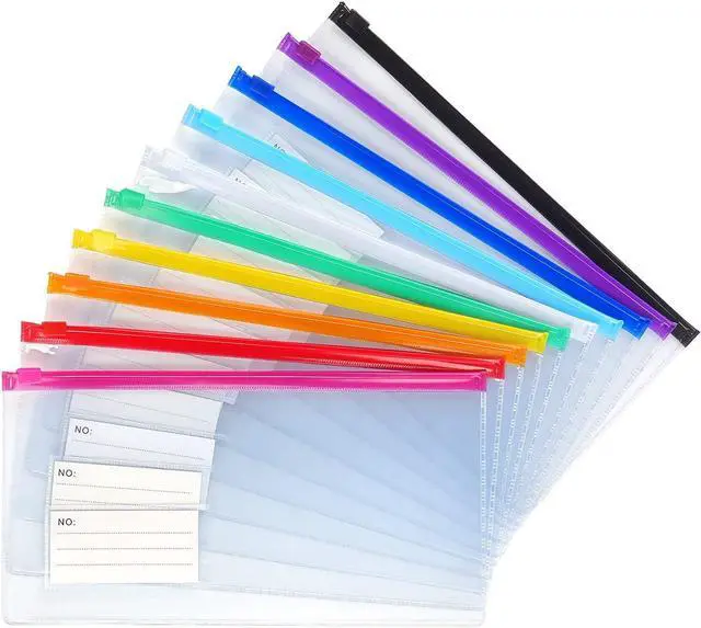 Main image of Tamaki 10 Pack Zipper Plastic Envelopes, Small Pencil Pounch, 9 x 4.7 Inch