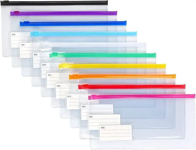 Alt view image 2 of 7 - Tamaki 10 Pack Zipper Plastic Envelopes, Small Pencil Pounch, 9 x 4.7 Inch