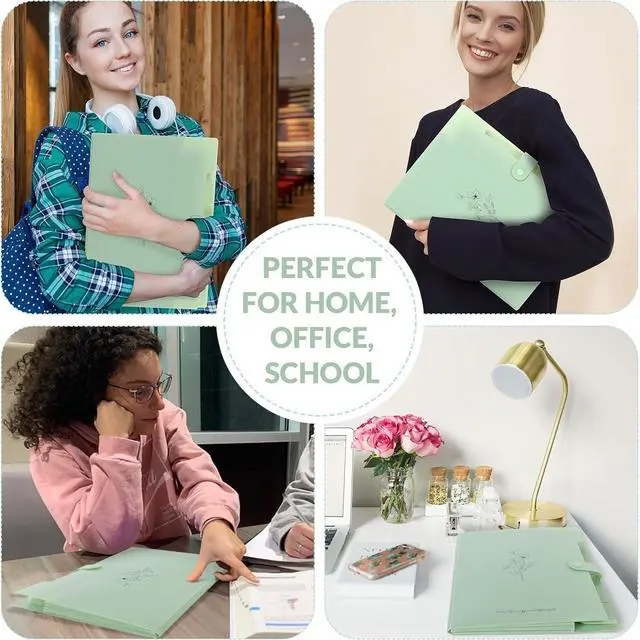 Alt view image 7 of 7 - SKYDUE Expanding File Folder with 5 Pockets, Aesthetic Accordion File Organizer, Portable Document Paper Bill Receipt Organizer, School Office Supplies, Letter/A4 Size, (1, Pea Green)