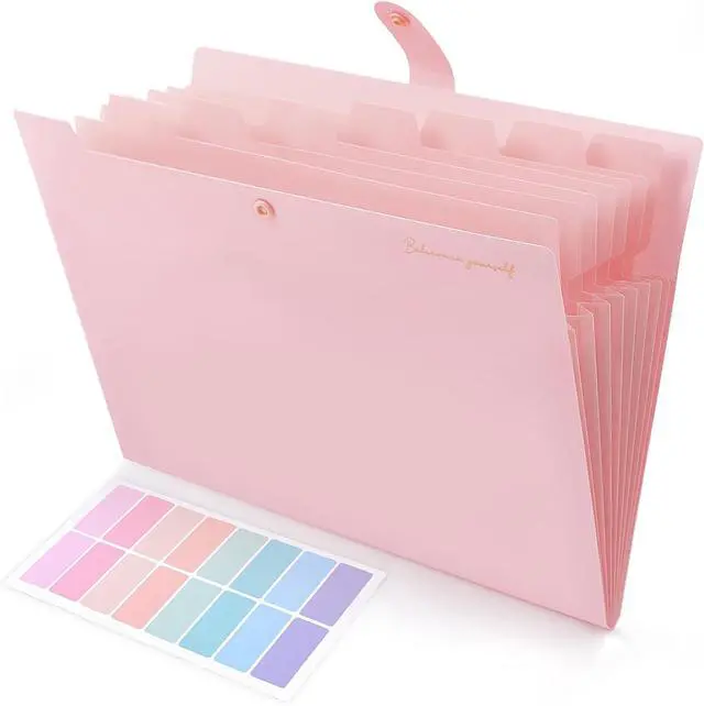 Main image of SKYDUE Expanding File Folder, Accordion File Organizer with 8 Pockets, Expandable Document Paper Receipt Holder for School Office Hospital, Letter/A4 Size Pink