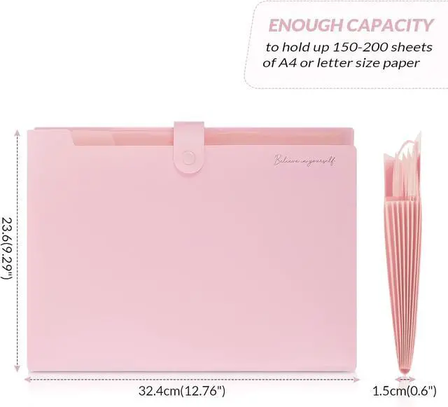 Alt view image 5 of 7 - SKYDUE Expanding File Folder, Accordion File Organizer with 8 Pockets, Expandable Document Paper Receipt Holder for School Office Hospital, Letter/A4 Size Pink