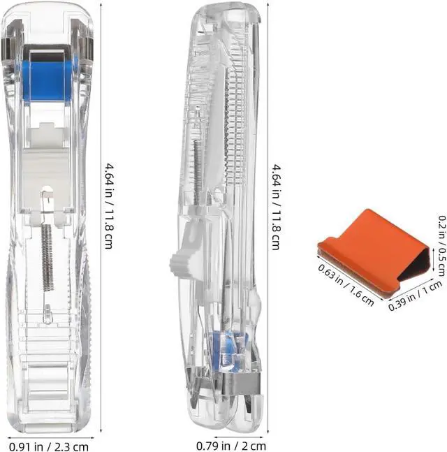 Alt view image 4 of 7 - Housoutil Portable Binder Clip Stapler, 2 Pack Mini Push Stapler Handheld, Mini Push Clamp Dispenser with Reusable 50PCS Colorful and 50PCS Silver Clip for Fixing Documents Home School Desk Office