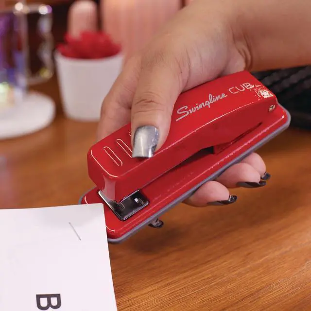Alt view image 6 of 7 - Swingline Stapler, Cub Compact Desktop Stapler, 20 Sheet Capacity, Metal, Rio Red (S701070)