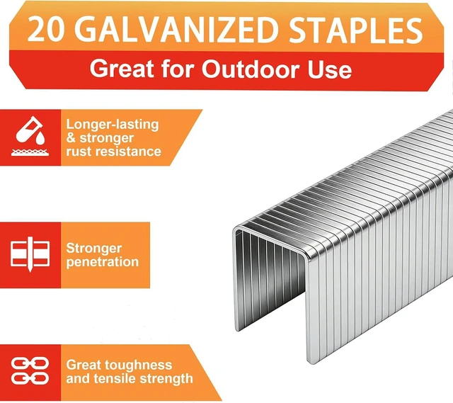 Alt view image 5 of 7 - 20 Gauge Galvanized T/50 Staples,5/16"+3/8"+1/2"+9/16":2016pcs