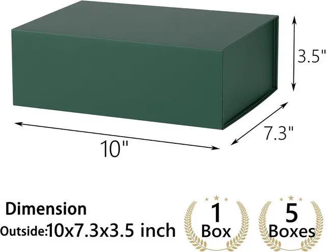 Alt view image 3 of 7 - Green Gift Box,10x7.3x3.5 Gift Boxes With Lids For Presents Includes Ribbon And Diy Printable Sticker Paper,Bridesmaid Proposal Box,Magnetic Gift Box For Birthday,Wedding,Graduation