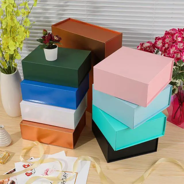 Alt view image 7 of 7 - Green Gift Box,10x7.3x3.5 Gift Boxes With Lids For Presents Includes Ribbon And Diy Printable Sticker Paper,Bridesmaid Proposal Box,Magnetic Gift Box For Birthday,Wedding,Graduation