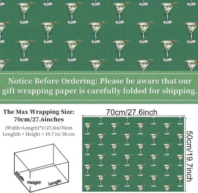Alt view image 2 of 7 - Ywdbzjhs 10 Sheets Martini Wrapping Paper - Not Roll - 19.7 x 27.6 Inch A Tini Bit Older Gifts Wrap Paper for Martini Bachelorette Bridal Shower Party Supplies