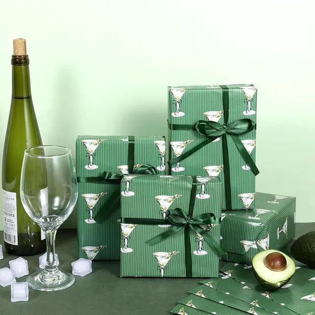 Alt view image 7 of 7 - Ywdbzjhs 10 Sheets Martini Wrapping Paper - Not Roll - 19.7 x 27.6 Inch A Tini Bit Older Gifts Wrap Paper for Martini Bachelorette Bridal Shower Party Supplies