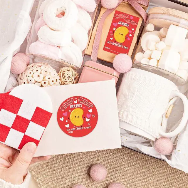 Alt view image 3 of 6 - Happy Valentine's Day Sticker Set, Chips Kids Valentine Label, 40 Round Label & Rectangular Name Tags Stickers, Valentines Sticker Tags for Snacks Gift Wrapping Classroom Friends- A02