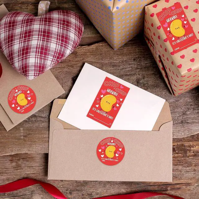 Alt view image 5 of 6 - Happy Valentine's Day Sticker Set, Chips Kids Valentine Label, 40 Round Label & Rectangular Name Tags Stickers, Valentines Sticker Tags for Snacks Gift Wrapping Classroom Friends- A02