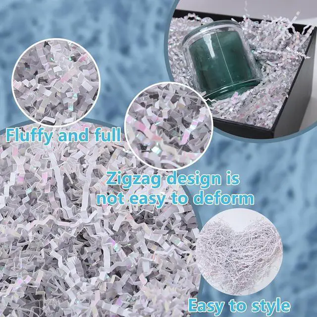 Alt view image 3 of 7 - Previvo 8oz Crinkle Cut Paper Filler Shredded Paper for Gift Baskets Gift Boxes Eco-Friendly Decorative Filler for Easter Wedding Christmas Birthday(Diamond White)