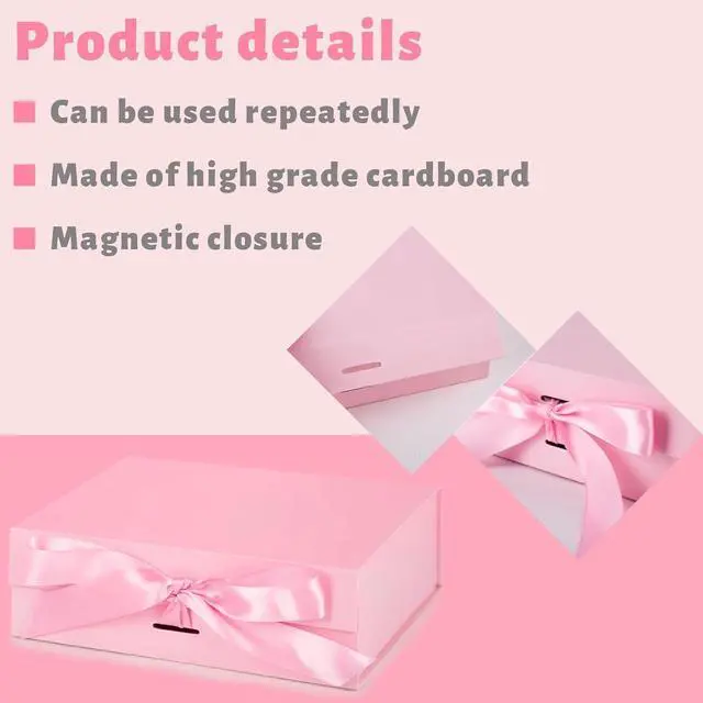 Alt view image 5 of 7 - JOHOUSE Pink Magnetic Gift Box, 10.5 X 7.5 X 3.1 inches