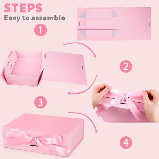 Alt view image 4 of 7 - JOHOUSE Pink Magnetic Gift Box, 10.5 X 7.5 X 3.1 inches