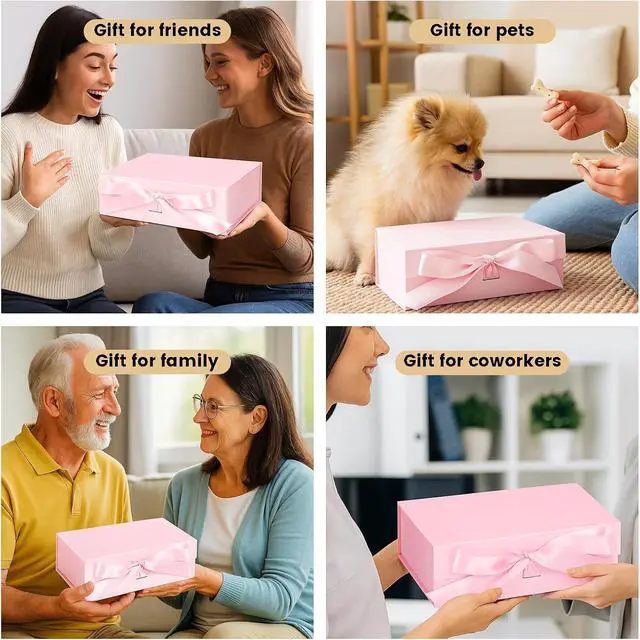Alt view image 6 of 7 - JOHOUSE Pink Magnetic Gift Box, 10.5 X 7.5 X 3.1 inches