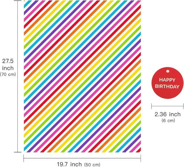 Alt view image 6 of 7 - WRAPAHOLIC Birthday Wrapping Paper Sheet - 12 Sheets Folded Flat with 12 Gift Tags for Party, Baby Shower - 19.7 Inch X 27.5 Inch Per Sheet