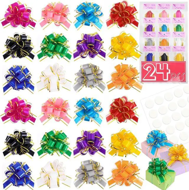 Main image of TUXIYA 24PCS 6 Inch Large Pull Bows,12Colors Bow for Gift Wrapping, Wedding
