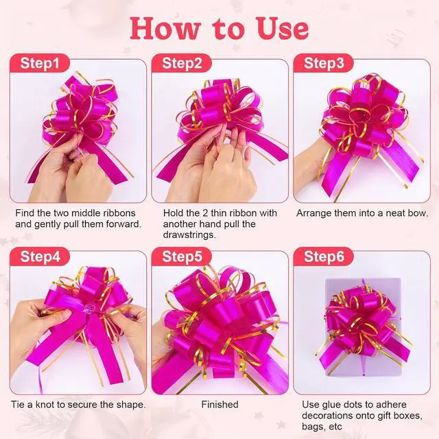 Alt view image 3 of 7 - TUXIYA 24PCS 6 Inch Large Pull Bows,12Colors Bow for Gift Wrapping, Wedding