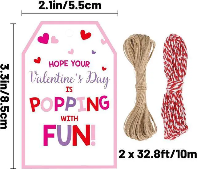 Alt view image 2 of 7 - Valentines Day Gift Tags with String, 50 PCS Valentines Tags