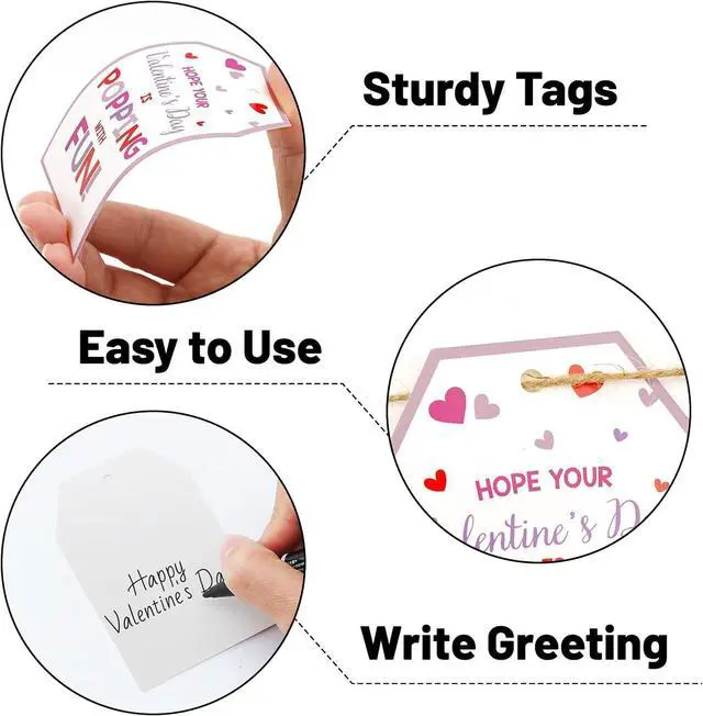 Alt view image 3 of 7 - Valentines Day Gift Tags with String, 50 PCS Valentines Tags
