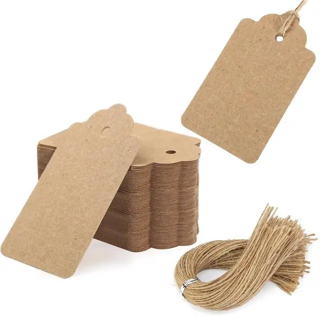 Main image of VGOODALL 150Pcs Brown Kraft Gift Tags with String, 1.6 X 2.8 inches