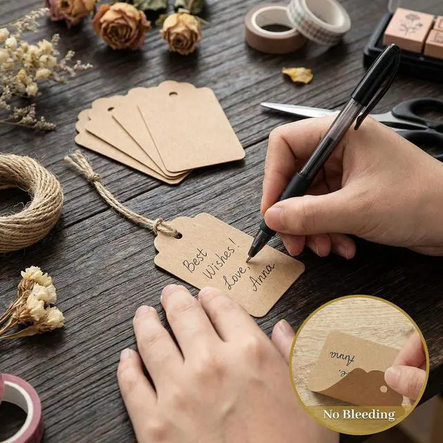 Alt view image 4 of 7 - VGOODALL 150Pcs Brown Kraft Gift Tags with String, 1.6 X 2.8 inches