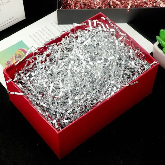 Alt view image 2 of 7 - Keoferlo Crinkle Paper Filler Gift Box Filler 1/2 LB Easter Box Baskets Stuffing Cut Shredd Silver Grass for Valentine Day Gift Baskets Packing Shipping Decorations Wrappings
