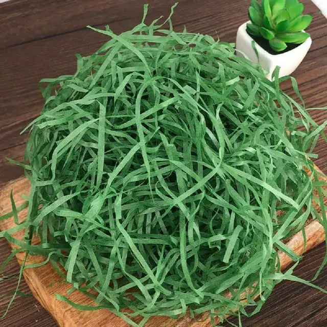 Alt view image 2 of 4 - LKQBBSZ Crinkle Cut Paper Shred Filler for Gift Wrapping Easter Gift Box Filling Basket Filler Recyclable DIY Craft Confetti Grass for Valentine's Day (Dark green)