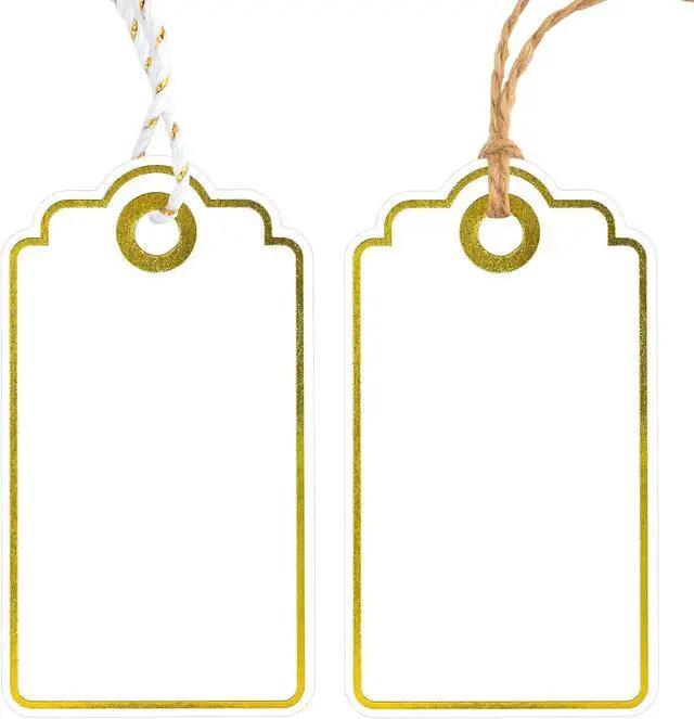 Main image of Anwyll Gift Tags with String - 100 Pcs Gold Foil Gift Tags for Presents
