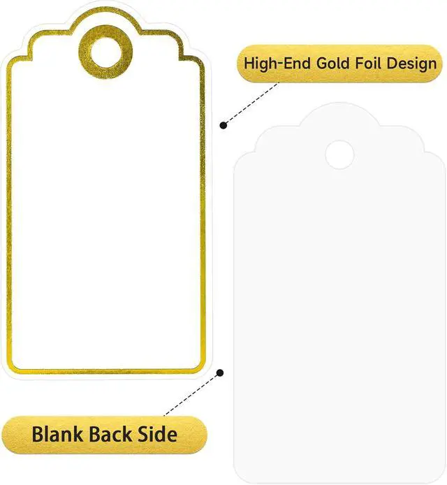 Alt view image 2 of 7 - Anwyll Gift Tags with String - 100 Pcs Gold Foil Gift Tags for Presents