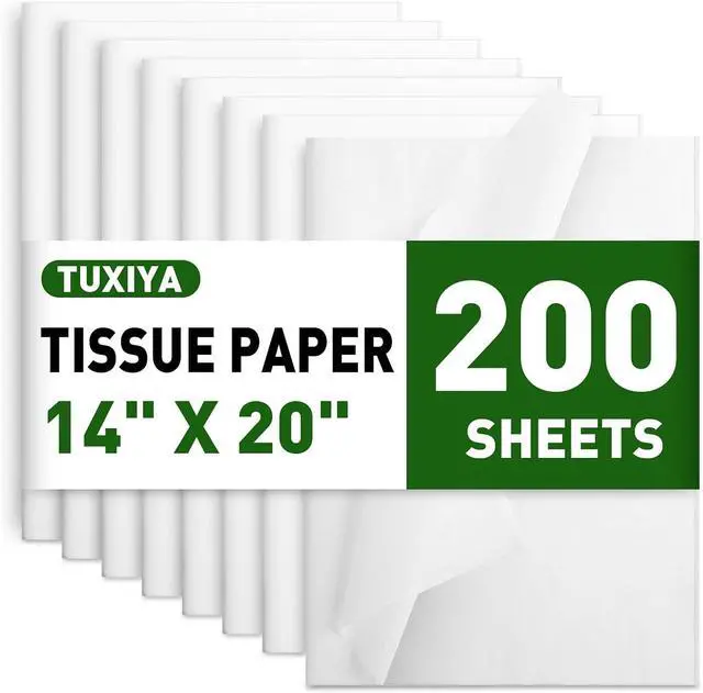 Main image of TUXIYA 200 PCS White Tissue Paper Bulk,14"x20" Tissue Paper for Gift Bags