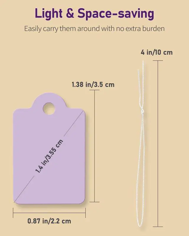 Alt view image 6 of 7 - Uniclife 200 Pcs Price Tags with String Attached 1 3/8" x 7/8" Writable Purple Hang Tags String Tag for Pricing Clothing Jewelry Price Display Labels Blank Merchandise Marking Paper Tag