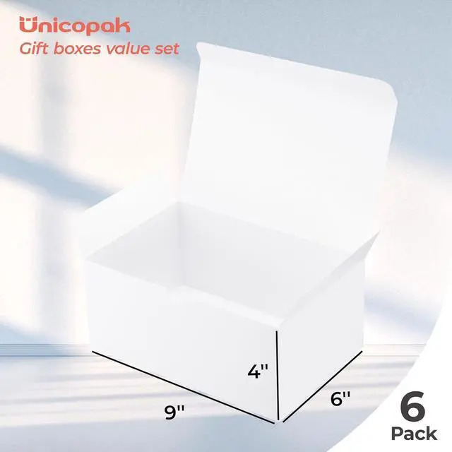 Alt view image 2 of 7 - UnicoPak 6 Pack 9x6x4 Gift Boxes White Gift Boxes with Lids for Presents White Boxes Bulk for Gifts Birthday Wedding Bridesmaid Proposal Valentine Holiday Christmas