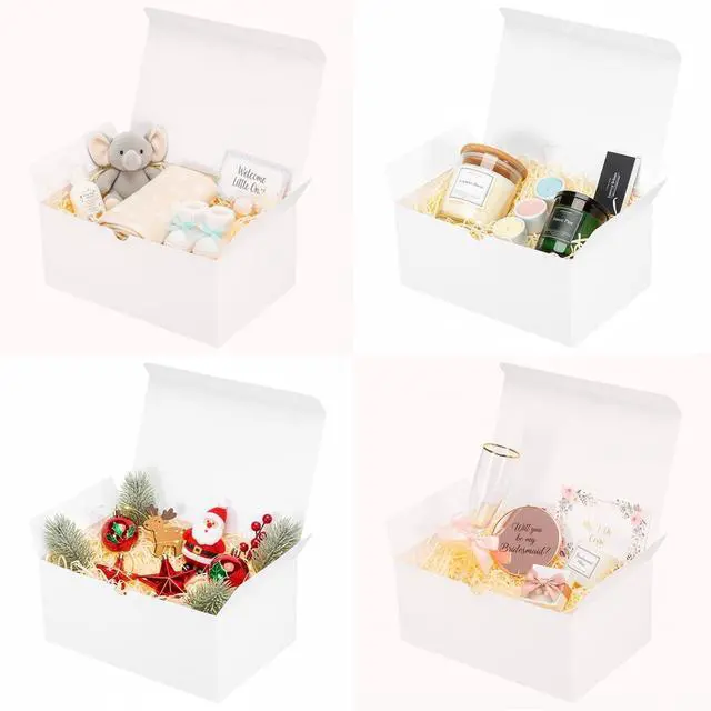 Alt view image 4 of 7 - UnicoPak 6 Pack 9x6x4 Gift Boxes White Gift Boxes with Lids for Presents White Boxes Bulk for Gifts Birthday Wedding Bridesmaid Proposal Valentine Holiday Christmas