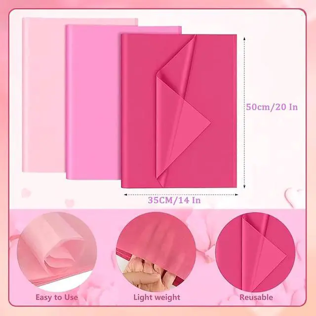 Alt view image 2 of 6 - 60 Sheets Tissue Paper for Gift Bags, Mixed Pink Wrapping Tissue Paper Bulk for Decoration DIY Art Crafts Birthday Wedding Packaging, 14 X 20 Inches